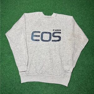 Vintage 80s Canon EOS 35mm Camera Film Sweatshirt, Grey Crewneck, Photographer M